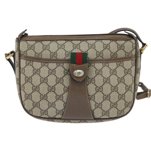 GUCCI GG Supreme Web Sherry Line Bag PVC Beige Gold 89 02 032 Auth 150998 - Picture 13 of 16
